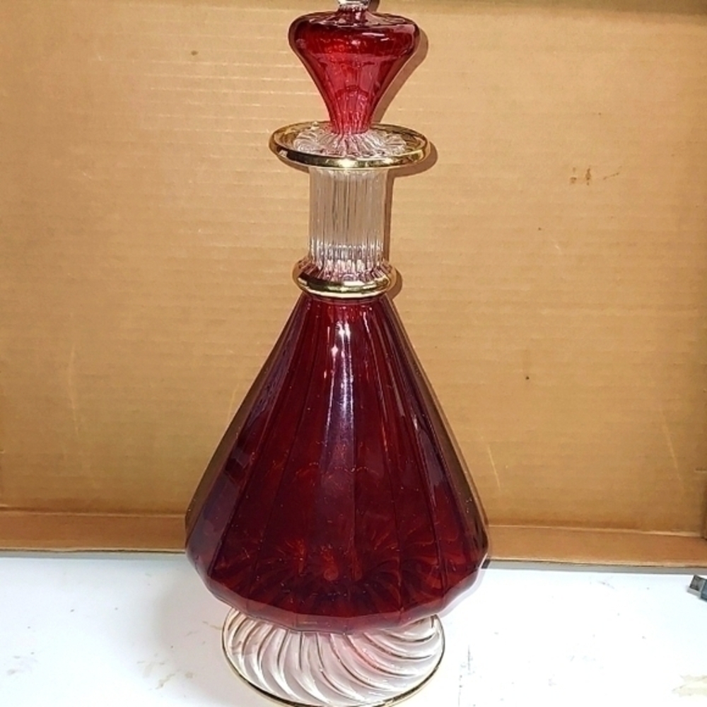 Preowned Cranberry Glass Decanter